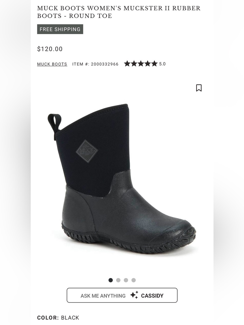 Muck Boots Women’s Muckster II Waterproof Rubber Boots Black Size 6 - Picture 2 of 13